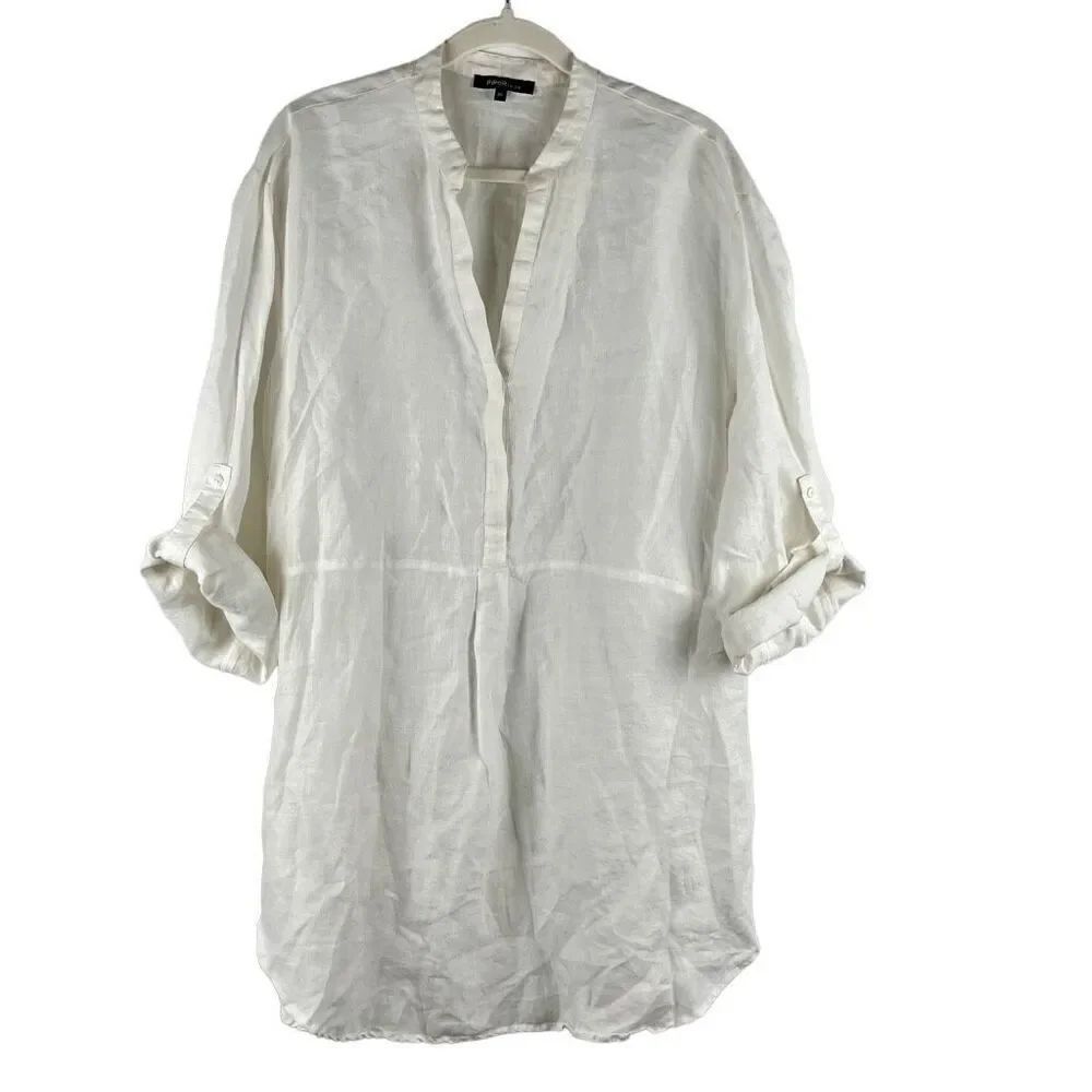 Piper Women’s White V-neck Tunic Blouse 16